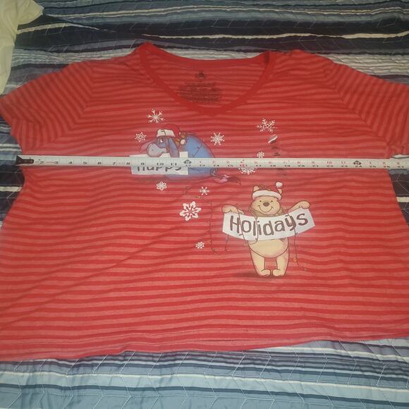 NEW Disney Winnie The Pooh Size 3X/4X Striped Holiday T-Shirt Red Cotton Blend - Picture 6 of 7